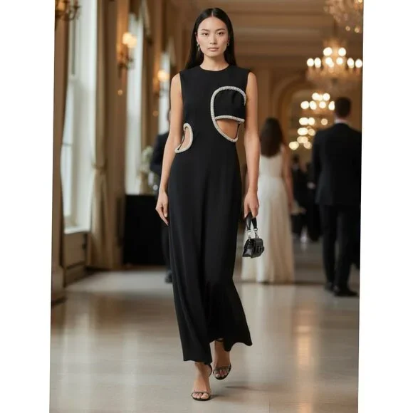 SIMKHAI GIADA CUT OUT MAXI DRESS SIZE 6 NEW - Picture 2 of 13